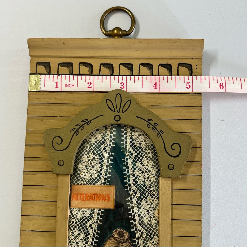 Vintage Folk Art Mixed Media Assemblage Wall Decor Picture Signed - Picture 7 of 9